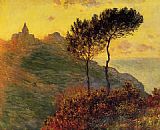Sunset Canvas Paintings - Church at Varengeville against the Sunset